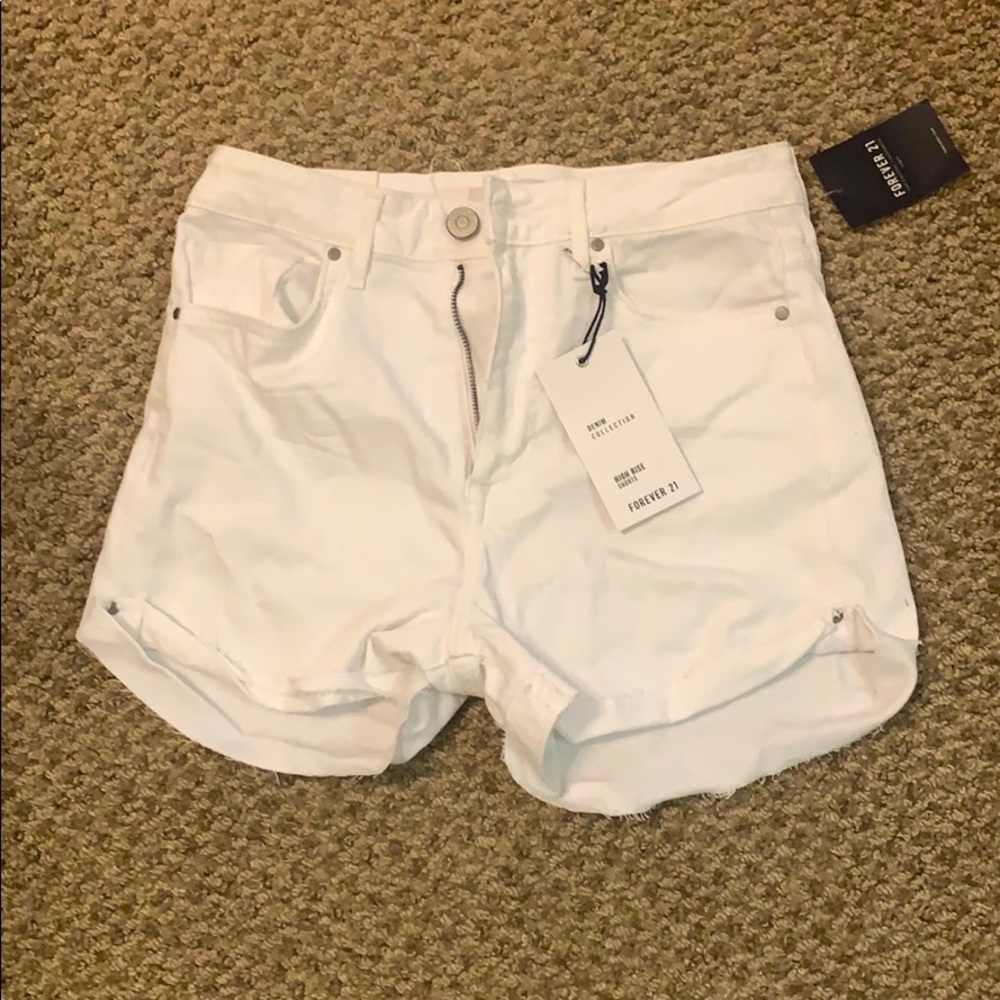 White jean shorts